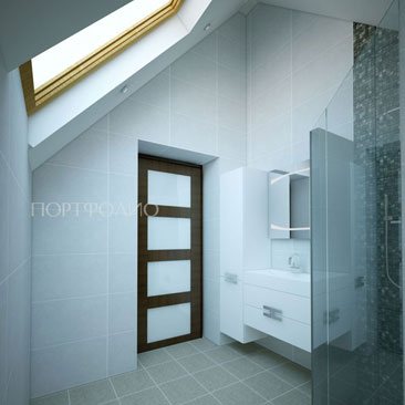 Ванная комната мансарда с окном