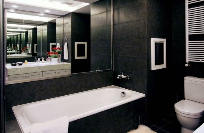Фото — 24 Черно-белая ванная комната — интересное сочетание цветов