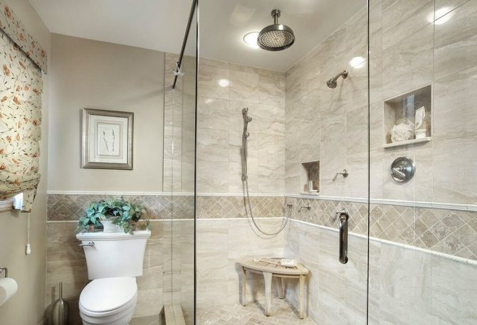Фото — 47 Стоячий душ в ванной комнате занимает меньше места, чем ванна