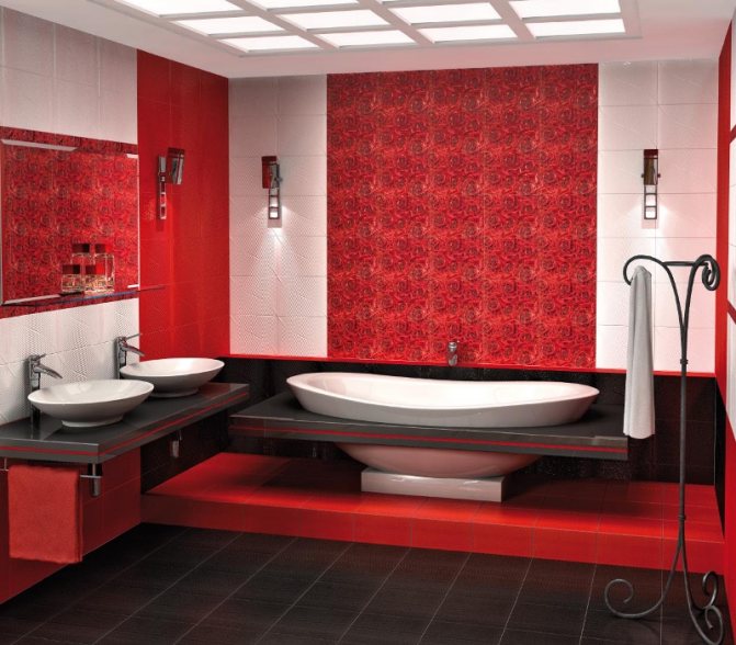 Красный цвет в ванной комнате