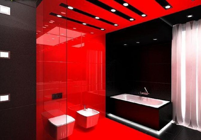 Красный цвет в ванной комнате
