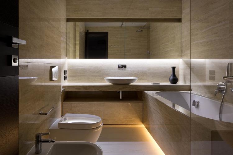 Коричневая ванная комната в современном стиле - Дизайн интерьера