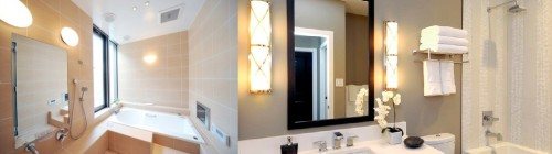 Лампы у зеркал и других ключевых объектов ванной комнаты