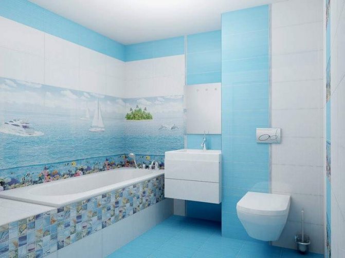 Перед тем, как выбрать оттенок голубого, стоит определиться со стилем будущей ванны.