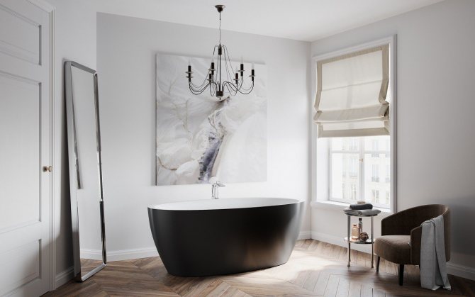 Черно-белая ванная: стильный баланс