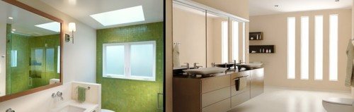 Применение панелей из матового стекла для рассеивания света по ванной