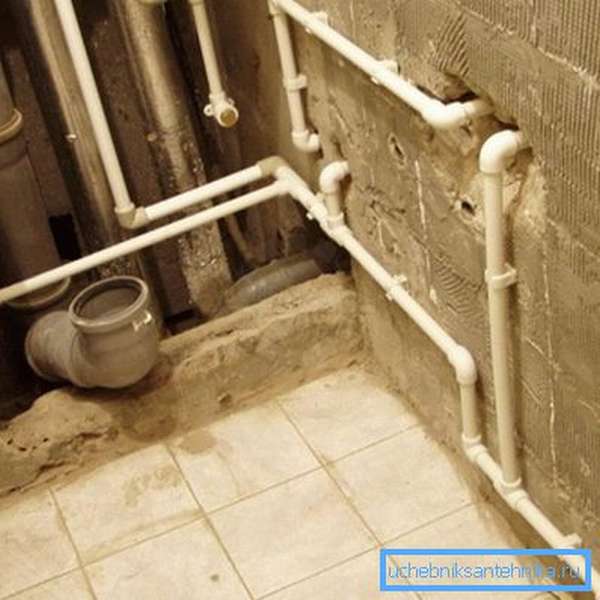Пример разводки водопровода в ванной