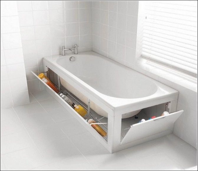Рационально можно использовать и пространство под ванной.