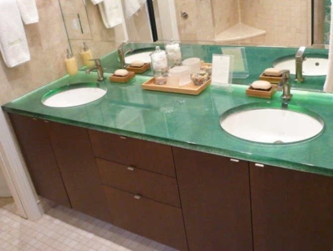 Столешница для ванной: цвета, формы, размеры