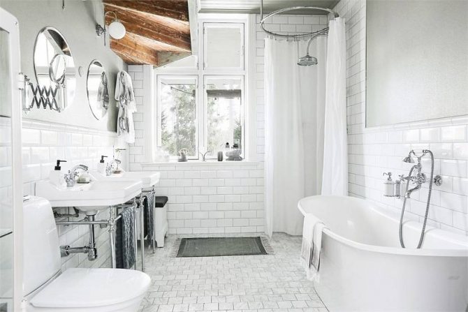 Светлая ванная комната в скандинавском стиле