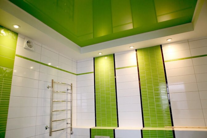 Светло-зелёный натяжной потолок