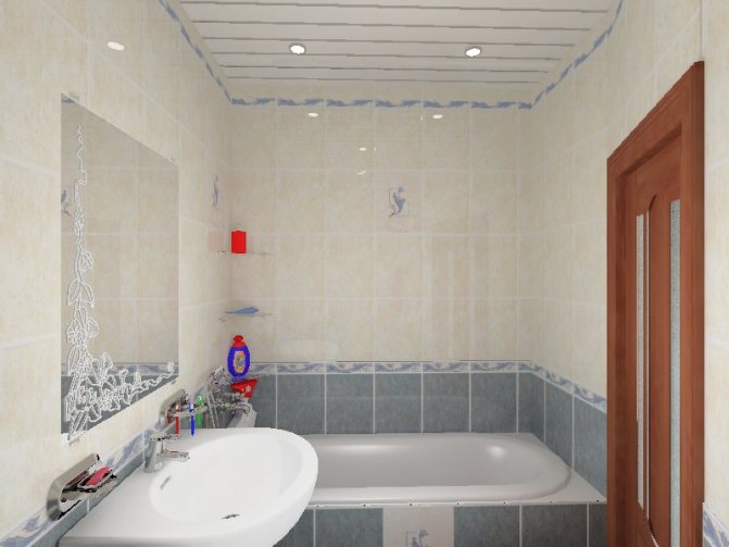 Светлый натяжной потолок в ванной визуально увеличивает пространство