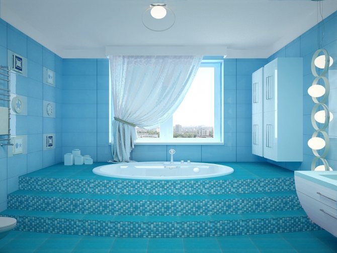 ванна в голубом цвете стиль модерн