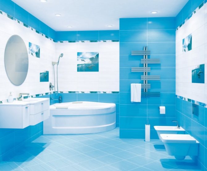 ванна в голубом цвете стиль модерн