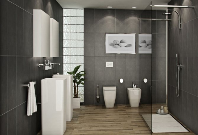 Ванная комната в серых тонах_особенности