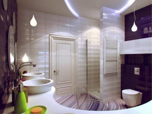 Зонирование помещения ванной светодиодными лентами