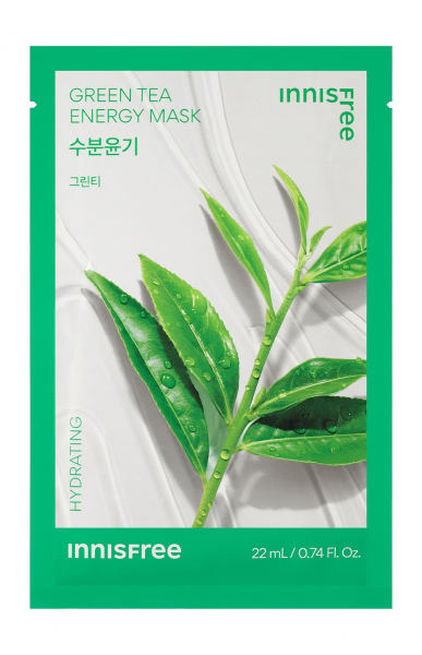 Innisfree Hydrating Green Tea Energy Mask Увлажняющая тканевая маска для сияния кожи лица с экстрактом зеленого чая