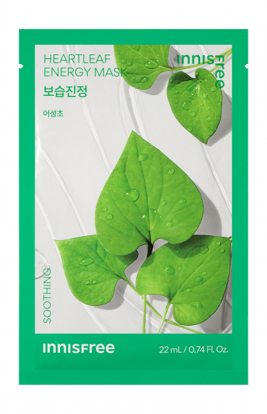 Innisfree Soothing Heartleaf Energy Mask Успокаивающая тканевая маска для лица с экстрактом хауттюйнии